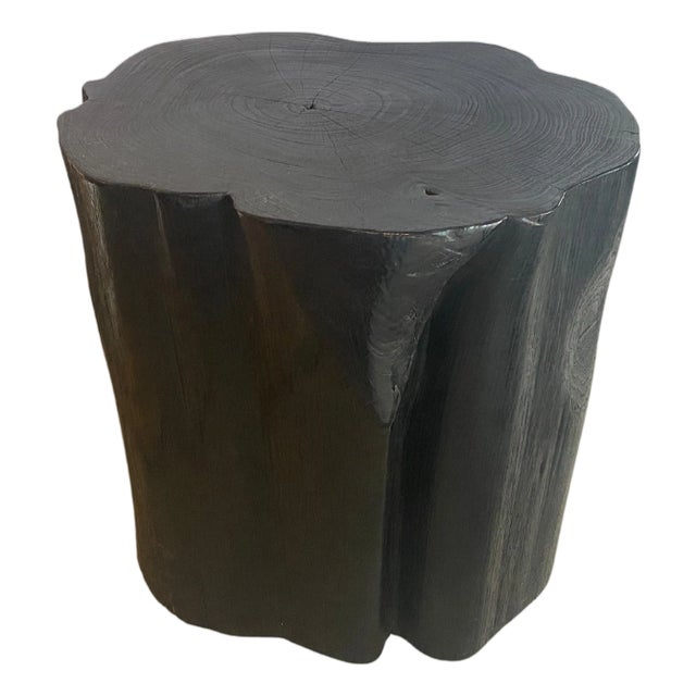 Andrianna Shamaris Large Charred Teak Wood Side Table For Sale