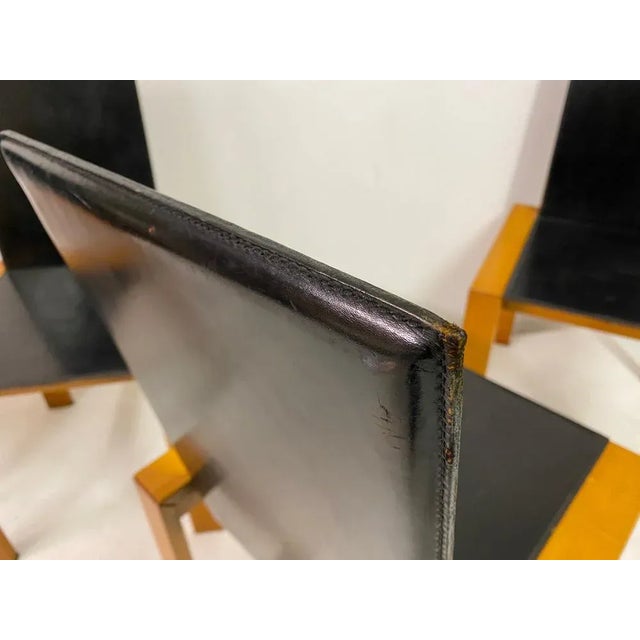 Mid-Century Modern Black Leather Dining Chairs, 1970s, Set of 4 For Sale - Image 3 of 11