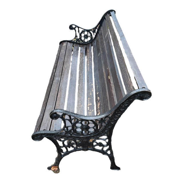 Wood Cast Iron and Wood Bench, 1960 For Sale - Image 7 of 13