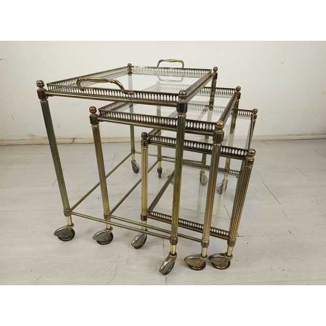 Vintage Gold Brass Nesting Tables, 1970s, Set of 3 For Sale - Image 16 of 16