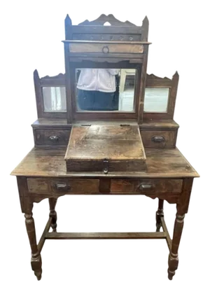 Reclaimed Wood Mirrored Vanity Desk