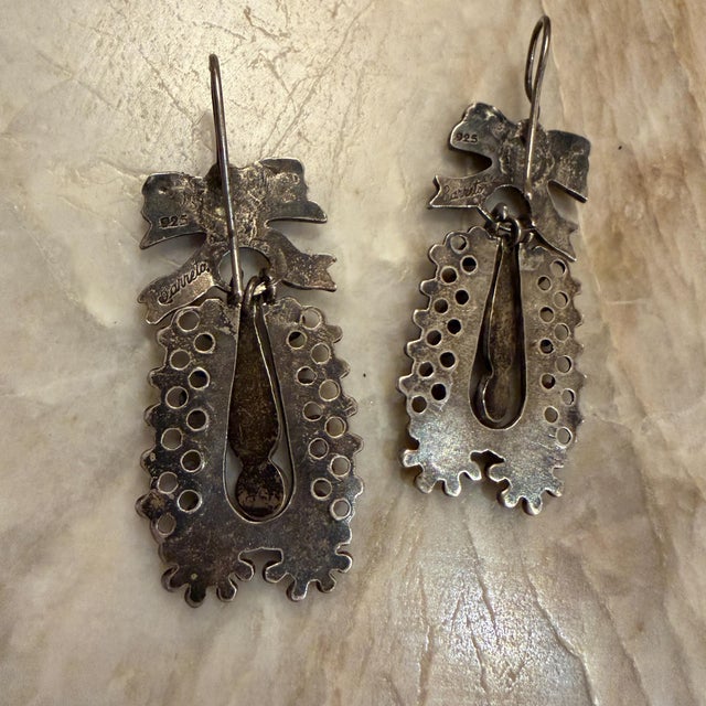 Turquoise Mexican Dangle Earring Sterling Silver Turquoise Stones Barretto Matilde Poulat For Sale - Image 8 of 18