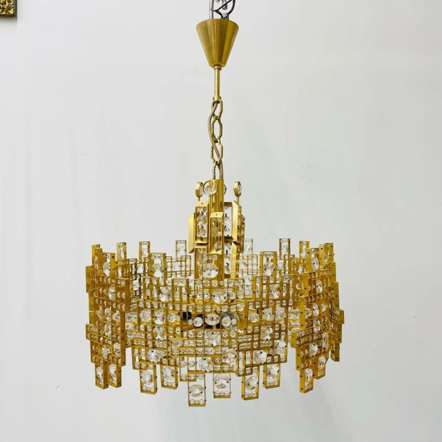 Mid-Century Modern Italian Mid-Century Modern Chandelier / Pendant, Brass City by Gaetano Sciolari For Sale - Image 3 of 13