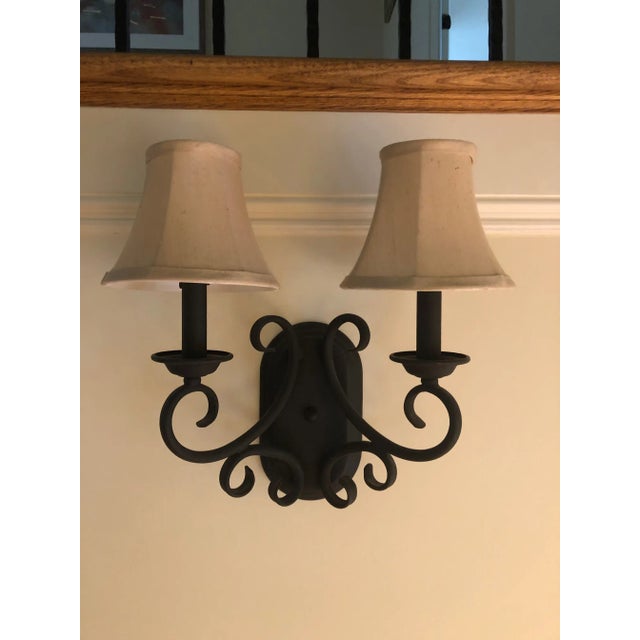 Wrought Iron Double Light Wall Sconce For Sale In Greensboro - Image 6 of 6