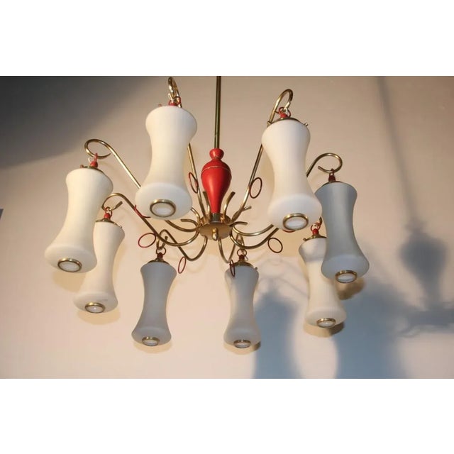 Mid-Century Italian Brass and Glass Chandelier, 1950s For Sale - Image 10 of 18