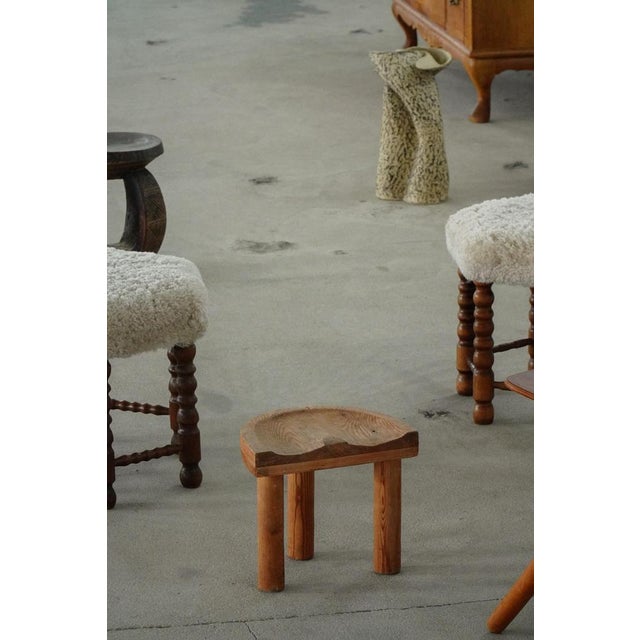 Gold Mid-Century Swedish Folk Art Sculptural Pine Stool, 1950s For Sale - Image 8 of 17