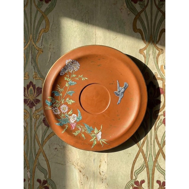 Very rare, magnificent large bowl or dish, likely late 19th or early 20th century, made of clay or terracotta. Sublime...