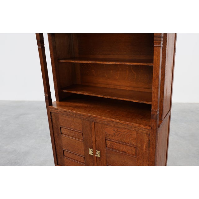 Antique Dutch Jugendstil Oak Cabinet with Open Shelf Section, 1890s For Sale - Image 15 of 17