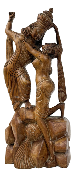 Antique Asian Hand-Carved Wooden Statue