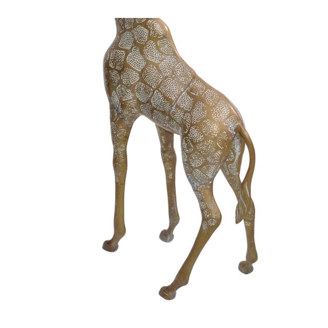 Monumental Mid-Century Modern Hammered Brass & Bronze Giraffe, Animal Sculpture For Sale - Image 10 of 13
