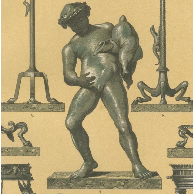 Dolmetsch, Pompeian Wall Painting and Bronze Designs, 1887, Prints, Set of 2 For Sale - Image 4 of 10