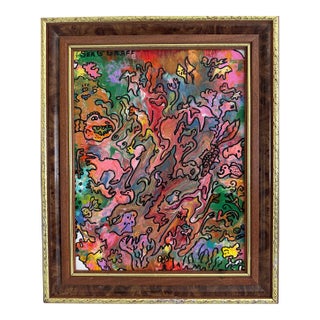 Serg Graff "Wonder Tangle=I" Abstract Acrylic Painting Framed Outsider Art Coa For Sale