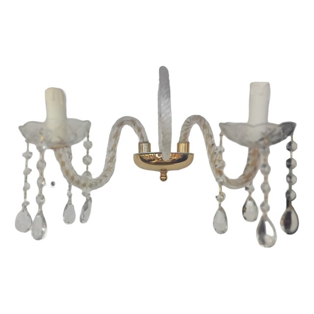 Classic Glass and Crystal Wall Lamps, 1990s, Set of 2 For Sale