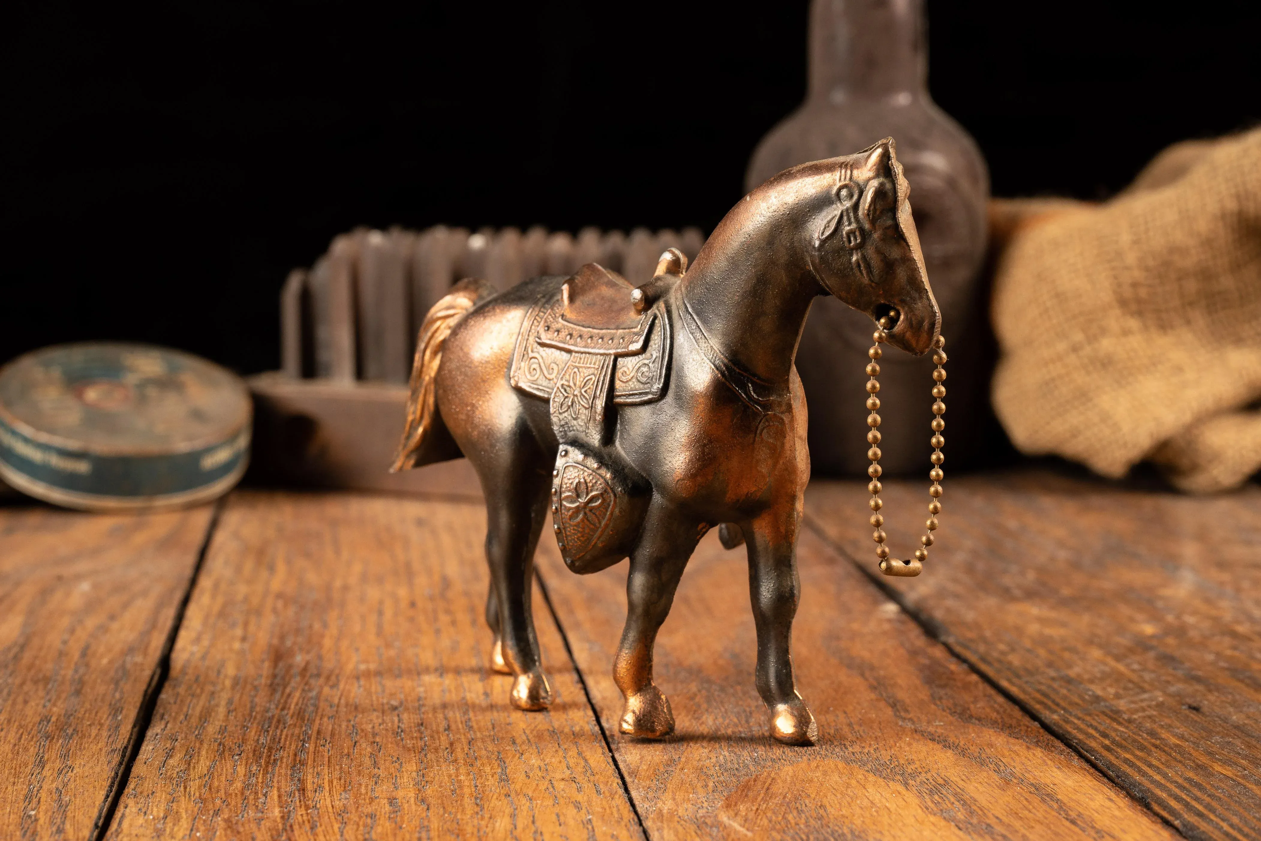 Vintage 1930s Japanned Copper Horse Figurine | Chairish