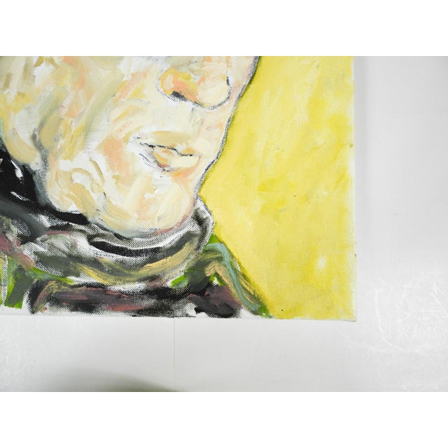 Contemporary Portrait Painting of Man Yellow Background For Sale - Image 4 of 7