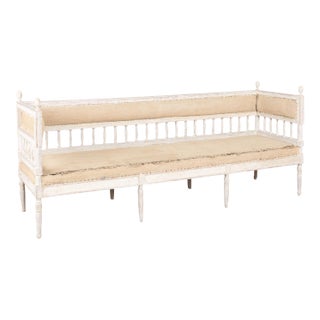Early 19th Century Swedish Gustavian White Painted Long Bench For Sale