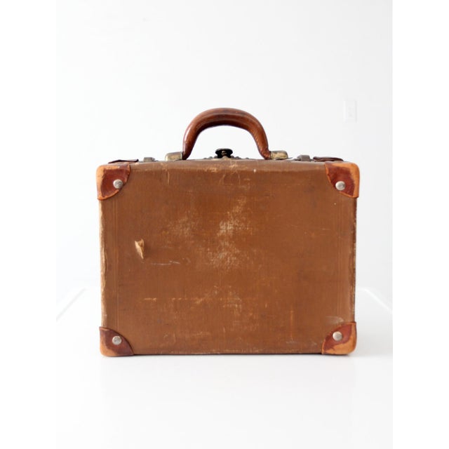 Mid-Century Modern Vintage Miniature Leather Suitcase Travel Case For Sale - Image 3 of 15