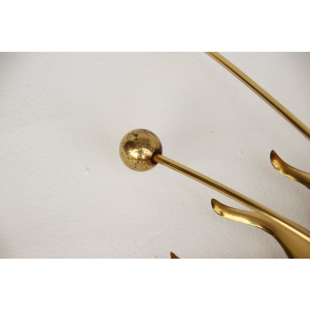 Metal Sunburst Sputnik Wall Lamp in Brass, 1950s For Sale - Image 7 of 16