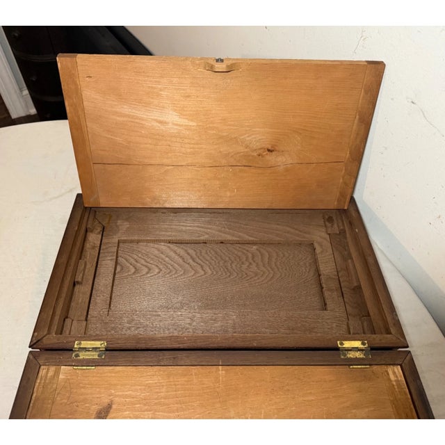 Large Antique Handmade Folk Art Wood Countertop Writing Lap Desk Box Inkwell For Sale - Image 11 of 12