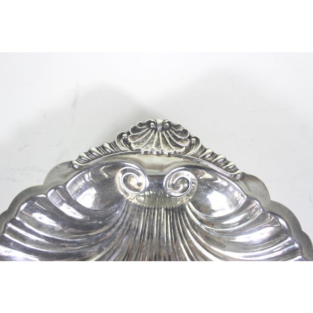 Vintage Silver Clam Shell Bowl With Feet For Sale - Image 6 of 9