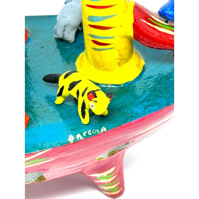 1980s Red Mexican Folk Art 'Noah's Ark' by Gerardo Ortega - 12.25" H X 12.5" L X 5.5" W For Sale - Image 9 of 10
