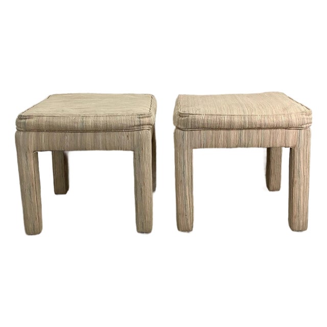 Pair of Vintage Modern Stools in the Manner of Karl Springer For Sale