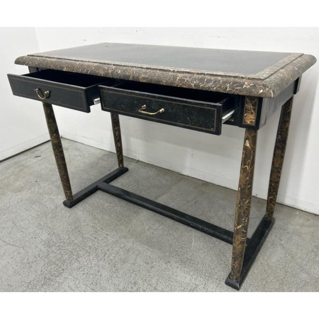 Hollywood Regency Tessellated Stone Writing Desk & Matching Klismos Chair Used in "Angel" & "Pam & Tommy" For Sale - Image 4 of 10