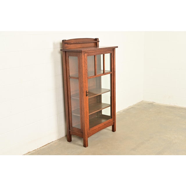 Charles Limbert Limbert Antique Mission Oak Arts & Crafts Bookcase or China Cabinet, Circa 1910 For Sale - Image 4 of 15