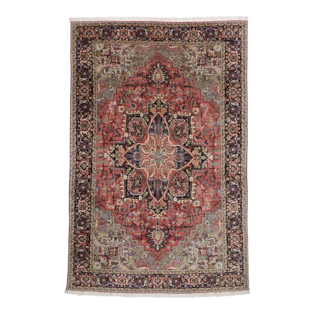 Vintage Persian Heriz Rug - 12'09 X 19'05 For Sale