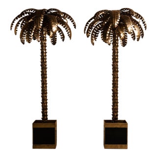 1970s Maison Jansen Palm Floor Lamps - a Pair For Sale