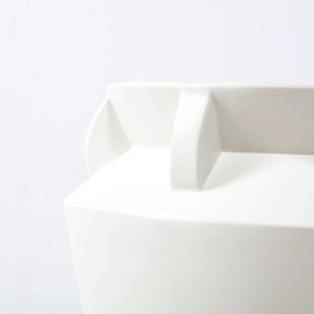 Ceramic Late 20th Century Modernist Urn Form White Ceramic Vase For Sale - Image 7 of 12