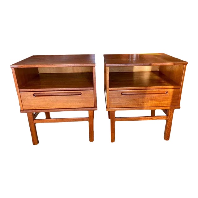 Pair of Mid Century Modern Teak Nightstands Bed Side Tables , Possibly by Nils Jonson For Sale