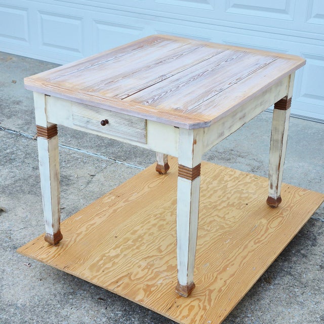 Late 19th Century Gustavian Swedish Farmhouse Style Antique Pine Dining Table Desk W/ Reeded Dummy Drawer For Sale - Image 5 of 10