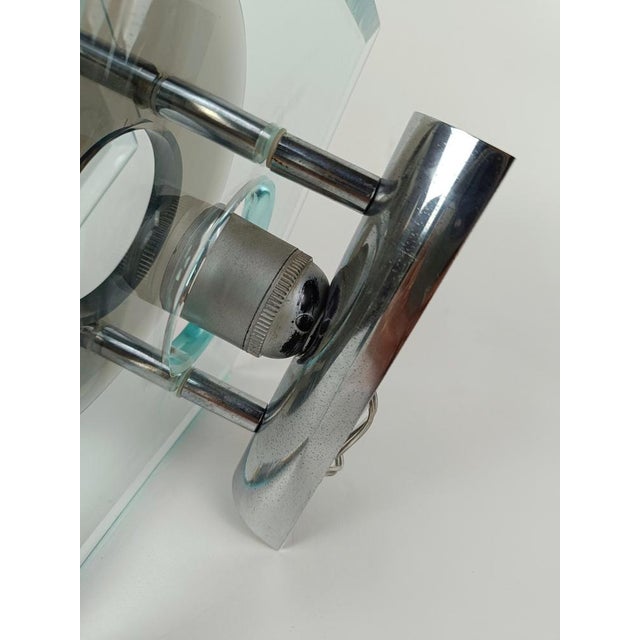 Italian Wall Lights in Chromed Metal and Colored and Beveled Glass, 1970s, Set of 2 For Sale - Image 12 of 18