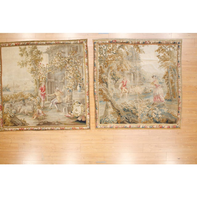 Antique Pair of Tapestries Circa 1880's For Sale - Image 4 of 5