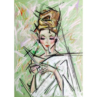 Contemporary Color Pencil Portrait of Audrey Hepburn on Limited Edition A4 Handmade Paper by Shirin Godhrawala For Sale