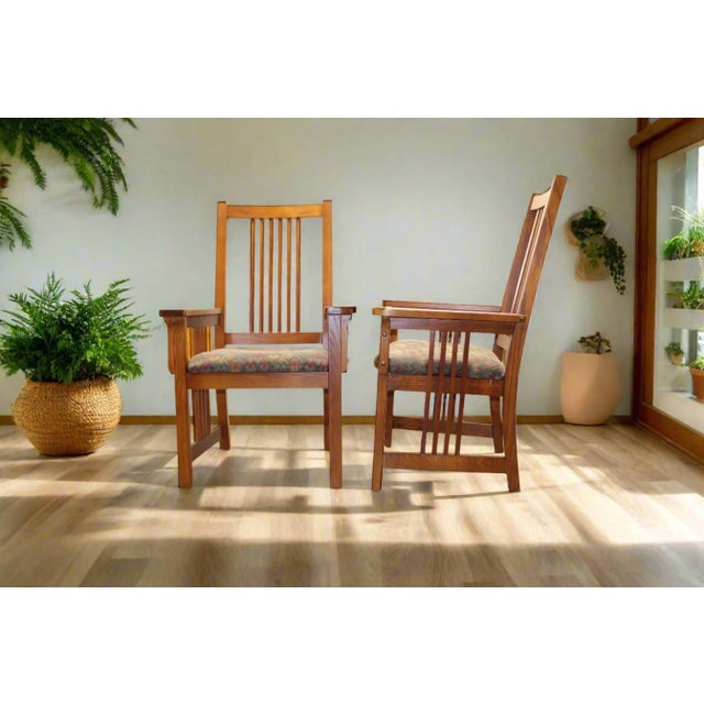 Mid-Century Modern Vintage Mission Style Bassett Furniture Dining Chairs | Set of 2 For Sale - Image 3 of 6