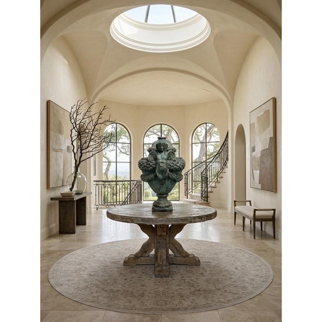Monumental Neoclassical Terracotta Urn With Winged Sphinx Handles and Faux-Bronze Patina For Sale - Image 10 of 11