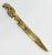 Vintage letter opener made of solid brass featuring dragon handle with scroll etchings down blade. Natural patina. Knife...