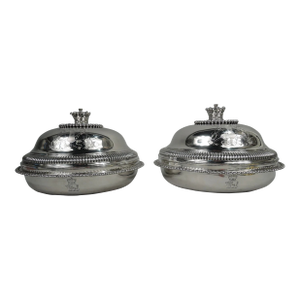 Early 19th Century Paul Storr Vegetable Dishes Neoclassical Georgian Bowls English Sterling Silver - 2 pcs