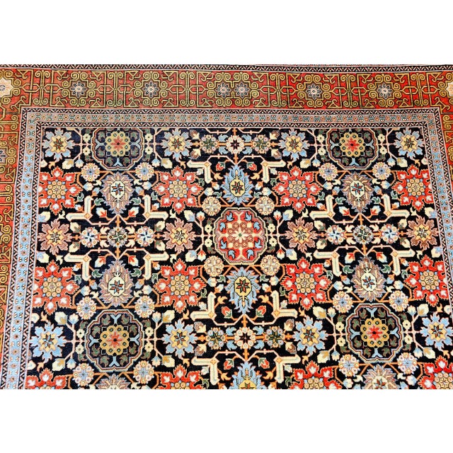 Vintage Persian Tabriz Afshan Rug, Hand-Knotted Wool, Allover Geometric Caucasian Kuba Pattern, Navy & Red, 5x9 For Sale - Image 11 of 18