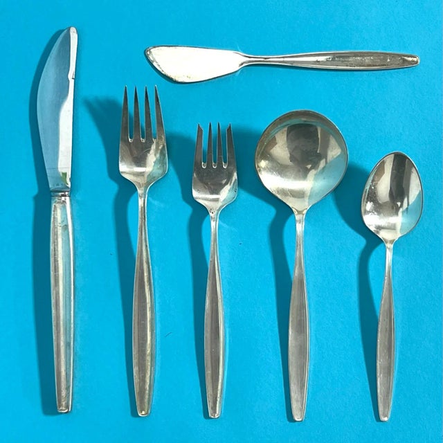 Circa 1950s Georg Jensen Sterling Silver "Cypress" Flatware, Service for Twelve- 93 Pieces For Sale - Image 10 of 10