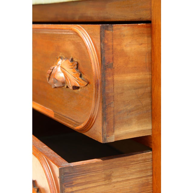 Exceptional 19th Century Renaissance Revival Walnut & Marble Drop-Center Dresser For Sale - Image 14 of 18