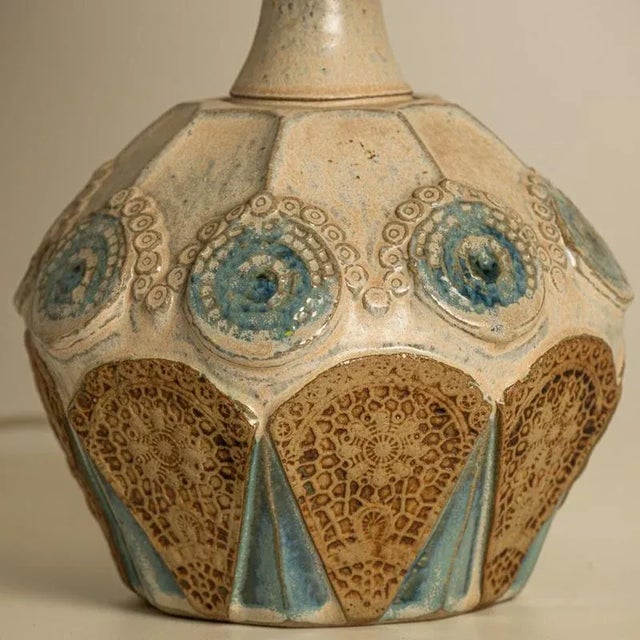 Blue Brown Ceramic Table Lamps attributed to R. Houben, 1970 For Sale - Image 9 of 10