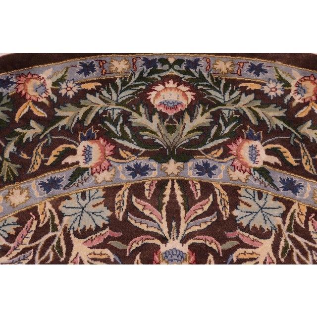 Shabby Chic Shabby Chic Botanical 1990's Pak-Persian Brown/Gray Wool Round Rug - 6'2'' X 6'3'' For Sale - Image 3 of 9
