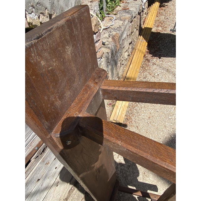 Rustic Oak Farmhouse Bench, 1950s For Sale - Image 18 of 18