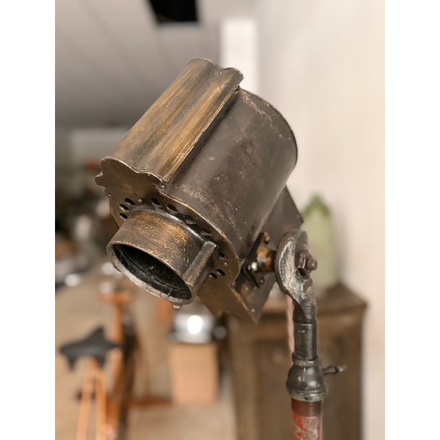 Vintage 1930’s Theatre Spot Light Cast Iron Floor Lamp - Brenkert For Sale - Image 4 of 10