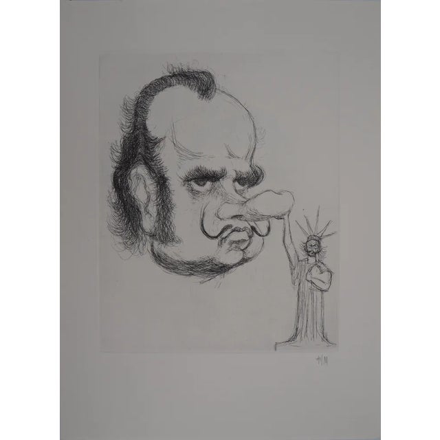 Tim, Dali as Richard Nixon, Original Signed Etching For Sale