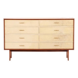 Mid-Century Mahogany and Parchment Commode, C. 1950 For Sale