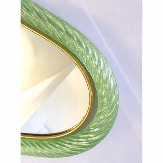 Early 21st Century Italian Murano Glass Mirror in Weathered Green by Simoeng For Sale - Image 5 of 9